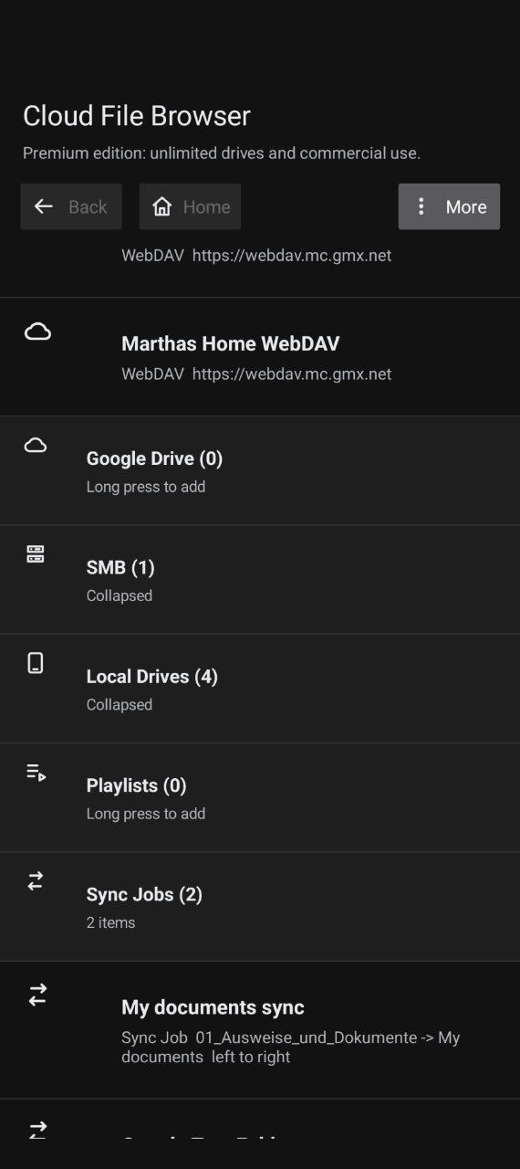Cloud File Browser home view